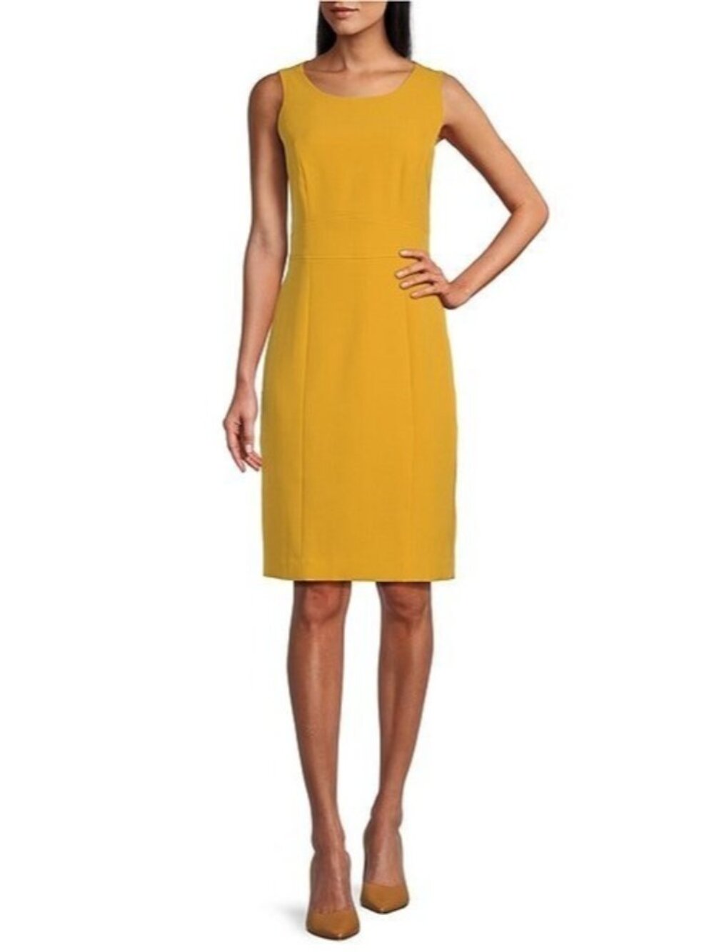 Kasper Stretch Stretch Crepe Crew Neckline Sleeveless Sheat Dress SZ 12P $89